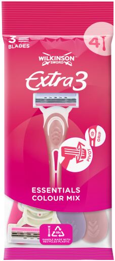 Extra 3 Beauty Disposable Shaver for Women - 4 Units